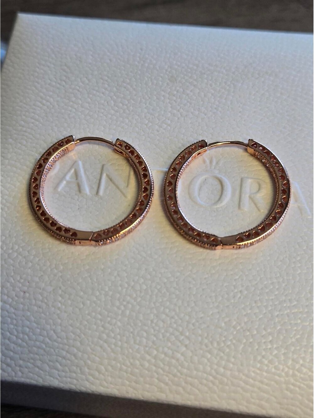 Pandora Rose Gold Heart Cutout Hoop Earrings